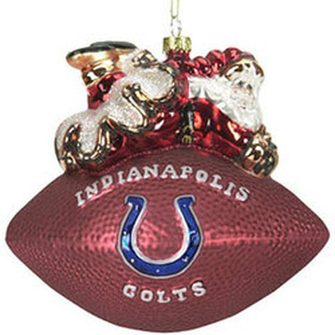 Indianapolis Colts 5 1/2 Peggy Abrams Glass Football Ornament 