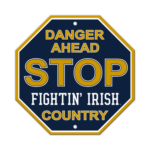 Notre Dame Fighting Irish Sign 12x12 Plastic Stop Style 