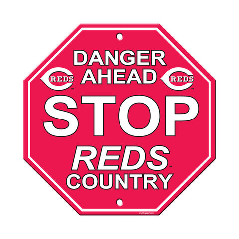 Cincinnati Reds Sign 12x12 Plastic Stop Style 