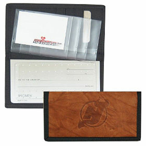 New Jersey Devils Checkbook Cover Leather/Nylon Embossed 