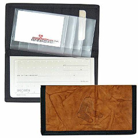 Boston Red Sox Checkbook Cover Leather/Nylon Embossed 