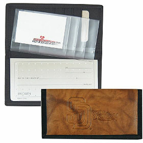 San Diego Padres Checkbook Cover Leather/Nylon Embossed 