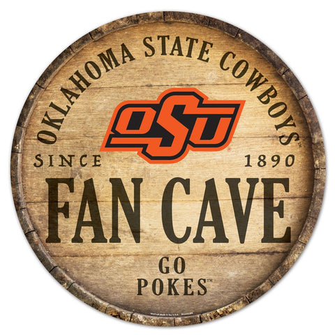 Oklahoma State Cowboys Sign Wood 14 Inch Round Barrel Top Design Special Order