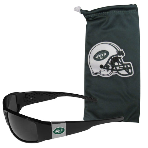 New York Jets   Chrome Wrap Sunglasses and Bag 