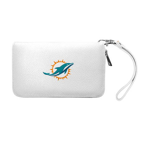 Miami Dolphins Zip Organizer Wallet Pebble - White