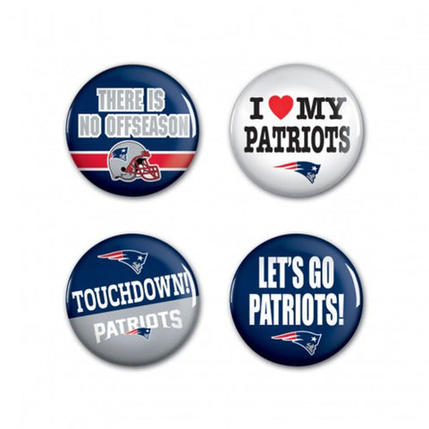 New England Patriots Buttons 4 Pack Special Order