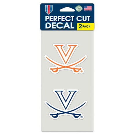 Virginia Cavaliers Decal 4x4 Perfect Cut Set of 2 Special Order