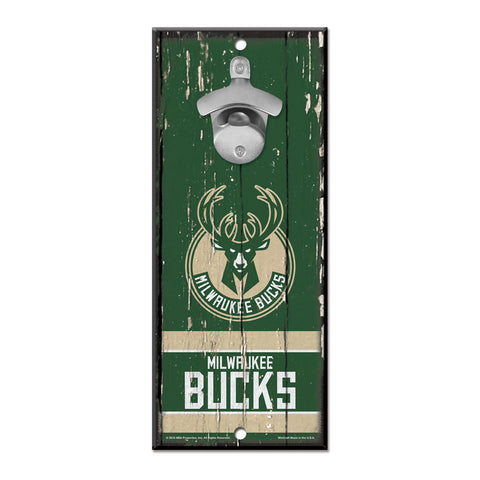 Milwaukee Bucks Sign Wood 5x11 Bottle Opener Special Order