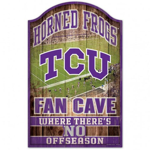Texas Christian Horned Frogs Sign 11x17 Wood Fan Cave Design Special Order
