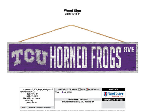Texas Christian Horned Frogs Sign 4x17 Wood Avenue Design