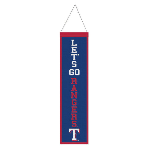 Texas Rangers Banner Wool 8x32 Heritage Slogan Design Special Order