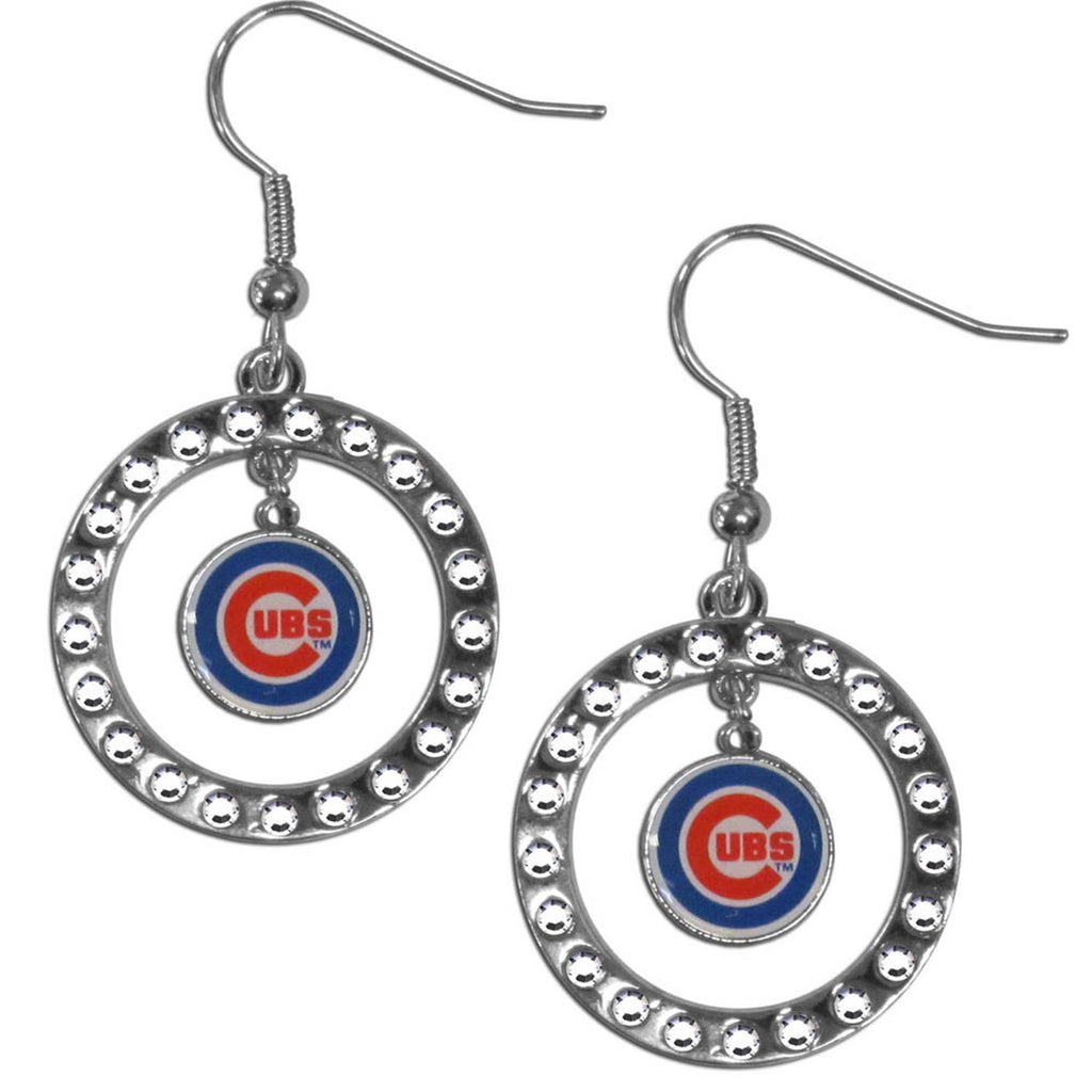 Chicago Cubs Earrings Hoop Rhinestone 