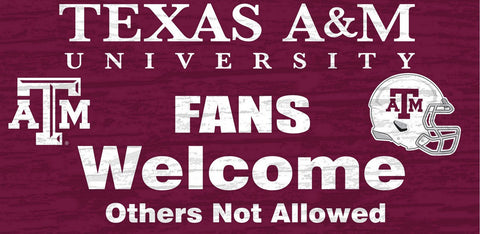 Texas A&M Aggies Wood Sign Fans Welcome 12"x6"