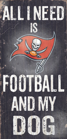Tampa Bay Buccaneers Wood Sign Football and Dog 6"x12"