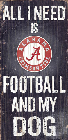 Alabama Crimson Tide Wood Sign Football and Dog 6"x12"