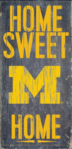 Michigan Wolverines Wood Sign Home Sweet Home 6"x12"