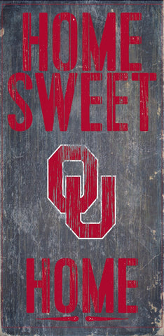 Oklahoma Sooners Wood Sign Home Sweet Home 6"x12"