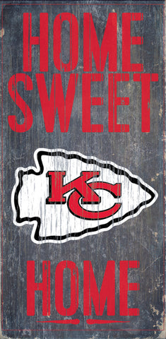 Kansas City Chiefs Wood Sign Home Sweet Home 6"x12"