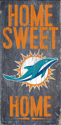 Miami Dolphins Wood Sign Home Sweet Home 6"x12"