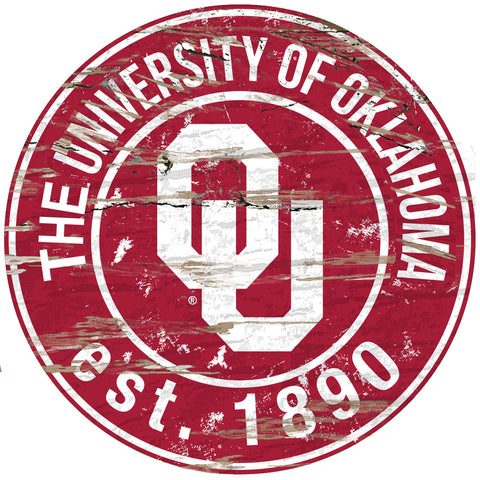 Oklahoma Sooners Wood Sign 24" Round Special Order