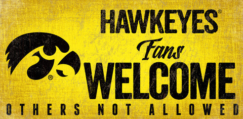 Iowa Hawkeyes Wood Sign Fans Welcome 12x6 Special Order