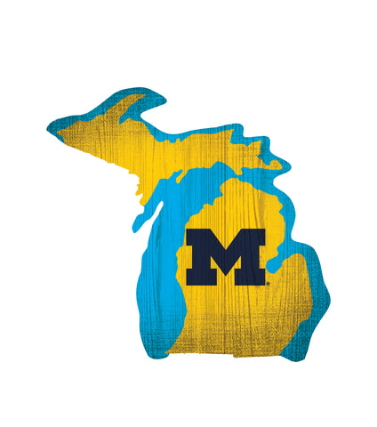 Michigan Wolverines Sign Wood Logo State Design Special Order 