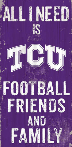 Texas Christian Horned Frogs Sign Wood 6x12 Football Friends and Family Design Color Special Order