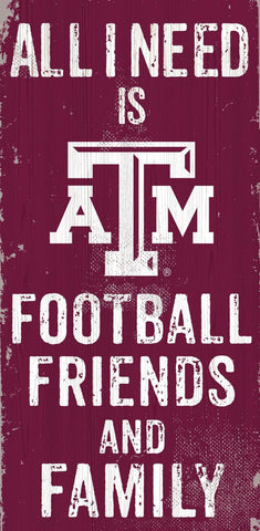 Texas A&M Aggies Sign Wood 6x12 Football Friends and Family Design Color Special Order