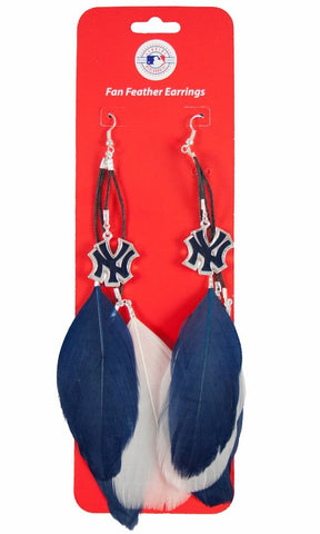 New York Yankees Team Color Feather Earrings 