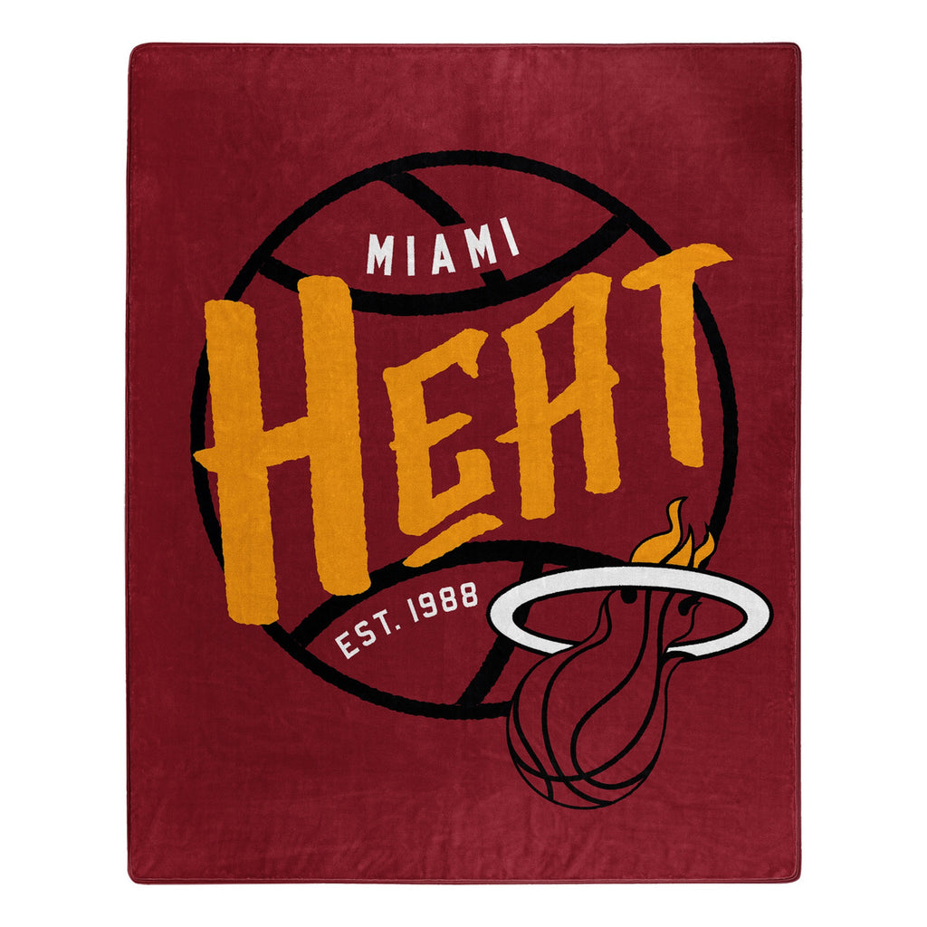 Miami Heat Blanket 50x60 Raschel Blacktop Design Special Order