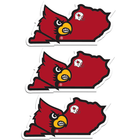 Louisville Cardinals   Home State Decal 3pk 