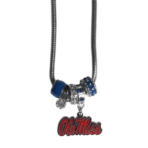 Ole Miss Rebels   Euro Bead Necklace 