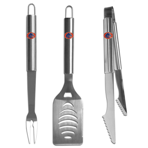 Boise St. Broncos 3 pc BBQ Set - Stainless Steel