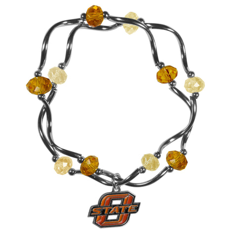 Oklahoma St. Cowboys Crystal Bead Bracelet
