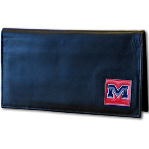 Ole Miss Rebels   Deluxe Leather Checkbook Cover 