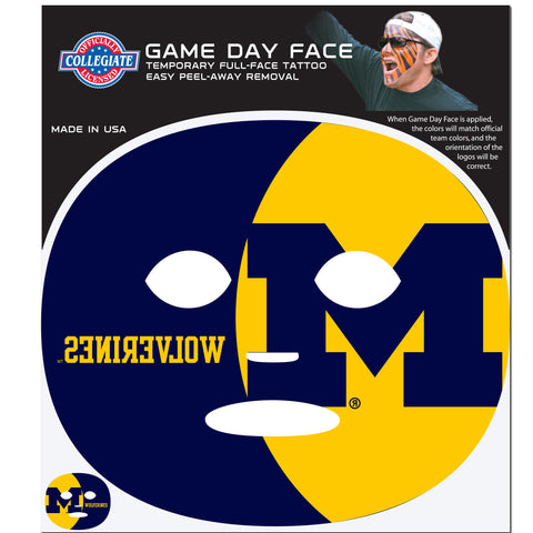 Michigan Wolverines Game Face Temporary Tattoo