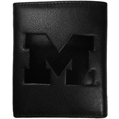 Michigan Wolverines Embossed Leather Trifold Wallet
