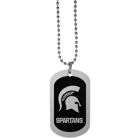Michigan St. Spartans Chrome Tag Necklace
