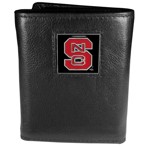North Carolina State Wolfpack   Deluxe Leather Tri fold Wallet Packaged in Gift Box 