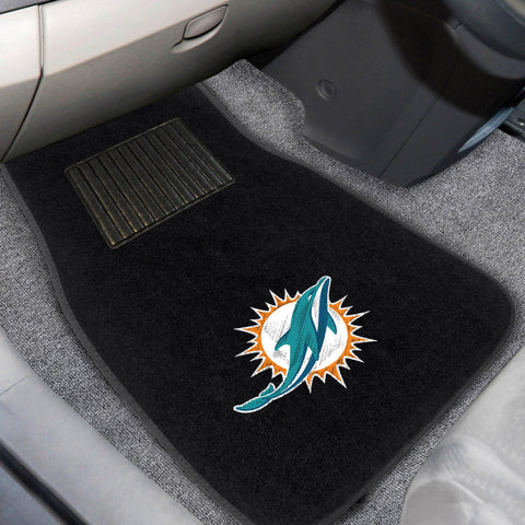 Miami Dolphins 2 pc Embroidered Car Mat Set 17"x25.5" 
