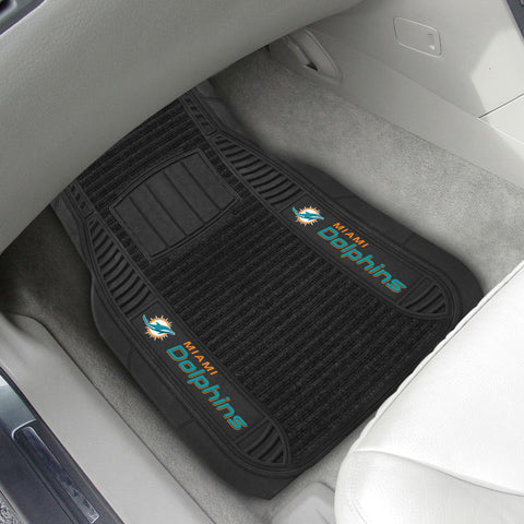 Miami Dolphins 2 pc Deluxe Car Mat Set 21"x27" 