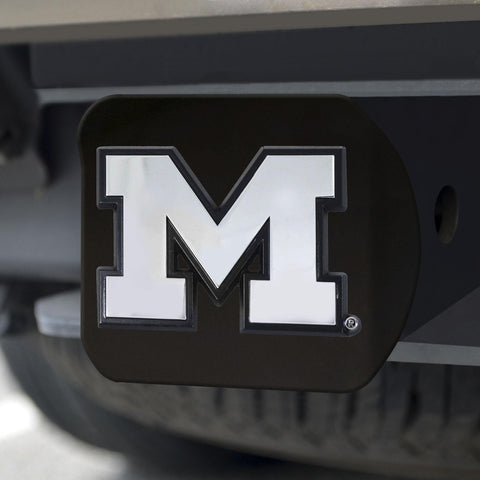 Michigan Wolverines Hitch Cover Chrome on Black 3.4"x4" 