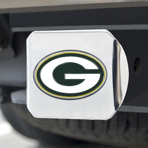 Green Bay Packers Color Hitch Cover Chrome3.4"x4" 