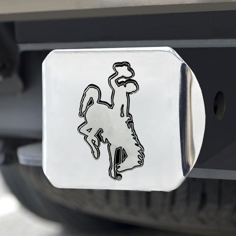 Wyoming Cowboys Hitch Cover Chrome on Chrome 3.4"x4" 