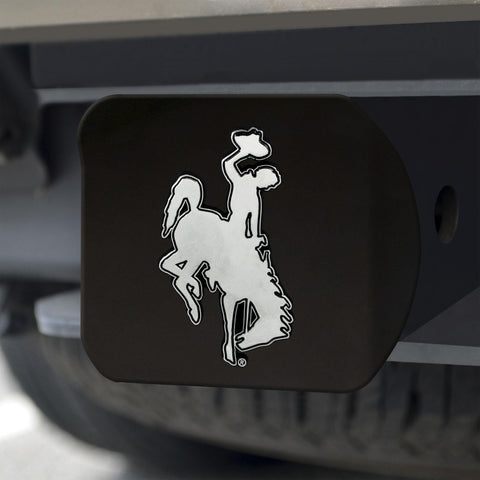 Wyoming Cowboys Hitch Cover Chrome on Black 3.4"x4" 