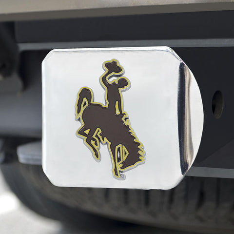 Wyoming Cowboys Color Hitch Cover Chrome 3.4"x4" 