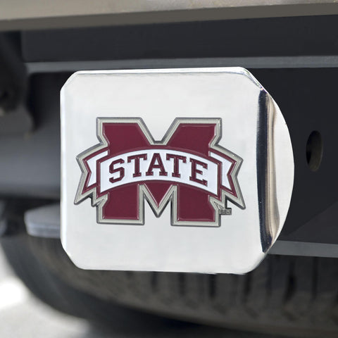 Mississippi State Bulldogs Color Hitch Cover Chrome 3.4"x4" 
