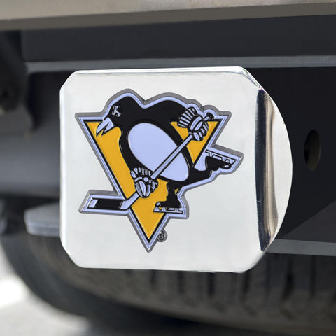 Pittsburgh Penguins Color Hitch Cover Chrome 3.4"x4" 
