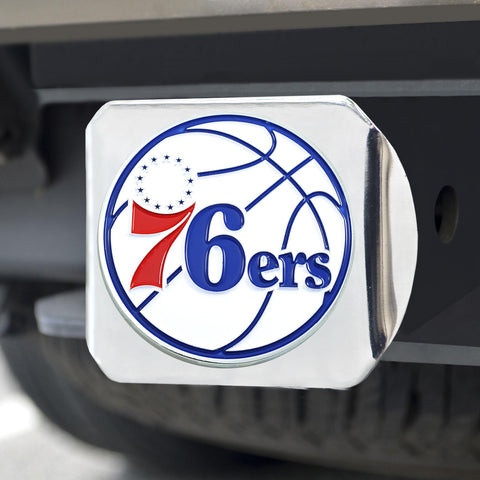 Philadelphia 76ers Color Hitch Cover Chrome 3.4"x4" 