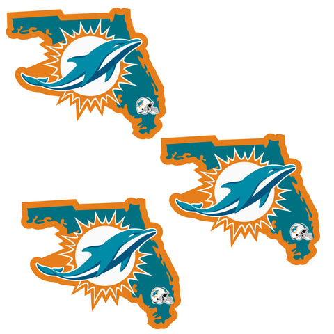 Miami Dolphins   Home State Decal 3pk 